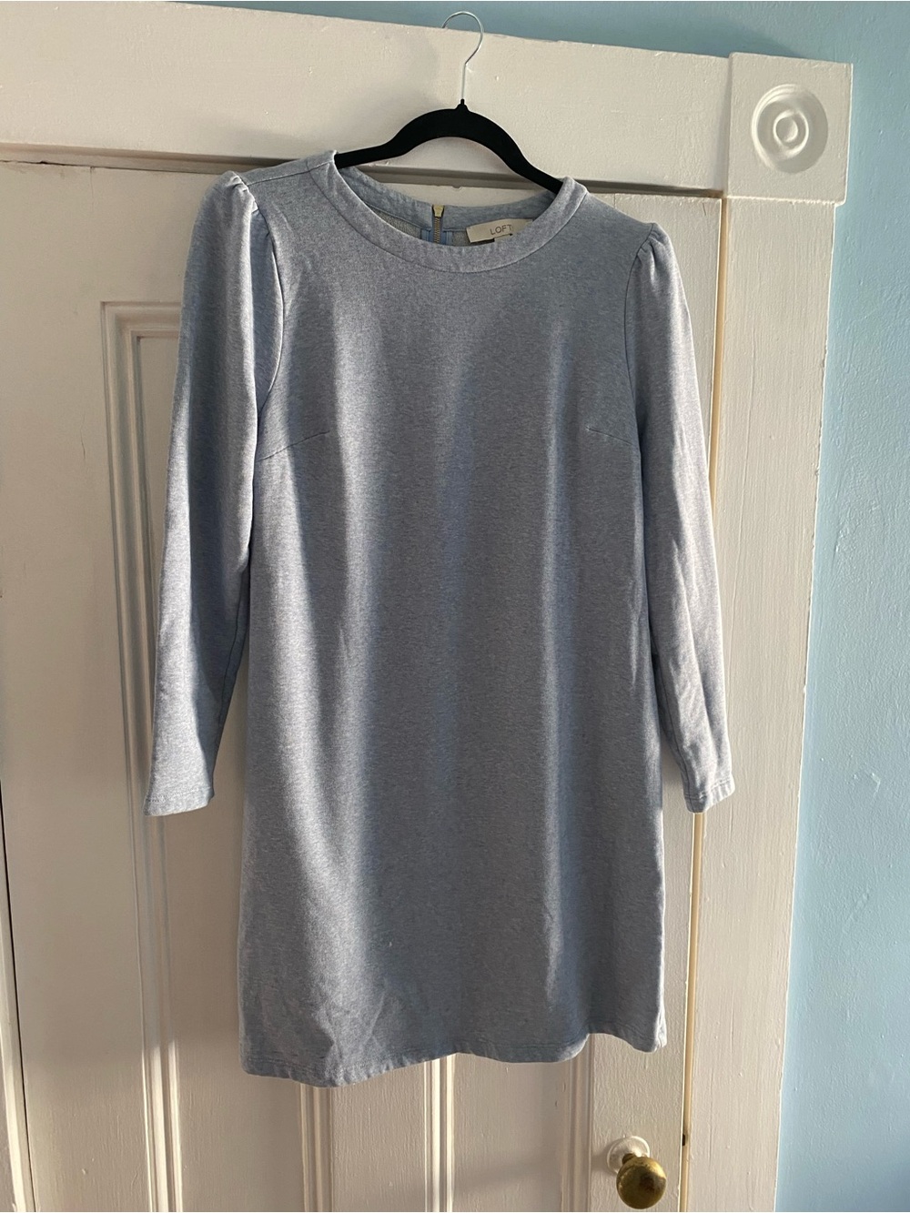 LOFT Light Blue Long Sleeve Shift Dress great condition 8P